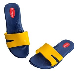 Okabashi Waterproof Comfort Slide Sandals‎ Blue Yellow Womens S Size 5 6